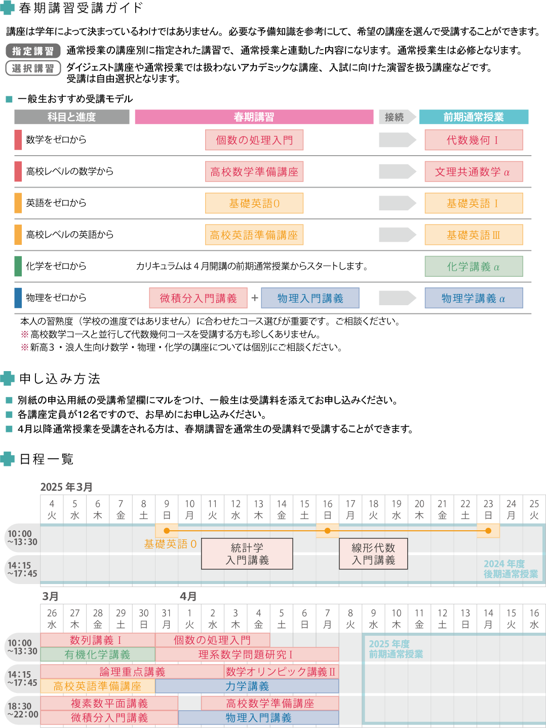 春期講習講座案内